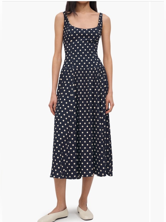 Reformation Dresses & Skirts - Reformation Bellarosa Polka Dot Midi Dress in Orion Dot Blue White Size 6